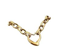 Hao Wu Xuan Collana con Ciondolo a Cuore Cavo Irregolare in Acciaio Inossidabile Dorato per Le Donne Trend Catena Spessa Maglione Catena Collana Gioielli