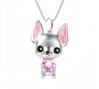Hao Wu Xuan Collana con Ciondolo Chihuahua di Cristallo Rosa Cuore Creativo per Le Donne Gioielli per Feste per Animali Domestici da Donna Regali d'Amore Unici per Il Compleanno