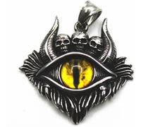 Hao Wu Xuan Collana con ciondolo gotico a tre teschi, occhio di diavolo, vintage, in metallo, punk, stile street