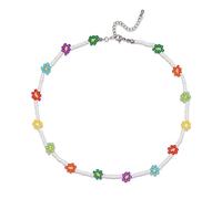 Hao Wu Xuan Collana con Collare in Rilievo Collana con Perline in Resina Collana con Perline Girocollo con Perline Collana con Fiori in Resina per Ragazza Girocollo con Perline di Fiori