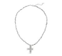 Hao Wu Xuan Collana Croce Perlina Quadrata Girocollo Cristallo per Donna Cristianesimo Fede Cristiana Collane Collares con Colgante