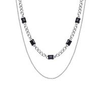 Hao Wu Xuan Collana da Uomo Collana a Catena da Uomo da Donna a Doppio Strato, Signore Ragazze Nero Geometrico cubico ia Charms Ciondolo Gioielli Regalo Moda