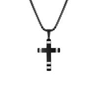 Hao Wu Xuan Collana da Uomo Collane a Croce Nera per Uomini Ragazzi, Ciondolo a Croce in Grassetto, Fede Preghiera Collare Gioielli Moda