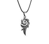 Hao Wu Xuan Collana da Uomo in Acciaio Inossidabile Drago Nero Fiamma Ciondolo Collana Colore Nero in Pelle Catena Girocollo Gioielli Punk