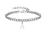 Hao Wu Xuan Collana da Uomo Uomini Iniziale Cuban Links Bracciali, A-Z 26 Lettere Alfabeto Charm Catena Wristband Regolabile, Gioielli alla Moda Regalo Moda
