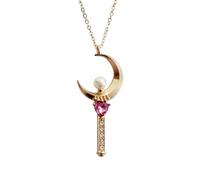 Hao Wu Xuan Collana Giapponese Anime Sailor Moon Loving Magic Wand Crystal Cosplay Pendant Collana Ragazza Accessori Carino Cosplay Puntelli Collana Moda