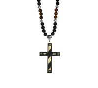 Hao Wu Xuan Collana Uomo Padre Nostro Croce Pendente con Perle di Lava Occhio Pietra Rosari Collana Religione Gioielli Moda