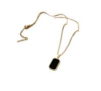 Hao Wu Xuan Collane in Acciaio Inox Nero Squisito Minimalista Quadrato Ciondolo Girocollo Catene Collana di Moda per Le Donne Gioielli Regali per Feste
