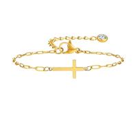 Hao Wu Xuan Croce Bracciale Paperclip Chain Link Regolabile in Acciaio Inox Religione Gioielli