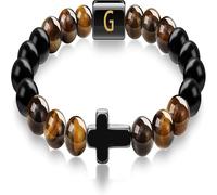 Hao Wu Xuan Croce Bracciale per Uomo Ragazzi Lettera A-Z Iniziale Bracciali Gioielli Bracciale Uomo Religioso Cristiano Pasqua Regali Pulseras Hombre