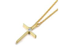Hao Wu Xuan Cubic Zircon Croce Pendente Donne Collana in Acciaio Inox Charm CZ Stone Dainty Jewelry