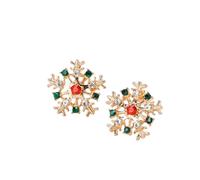Hao Wu Xuan Delie Multicolor Fiocco di Neve Cristallo Zircone Orecchini per Le Donne Shine Strass Trafitto Fiore di Natale Gioielli Regalo