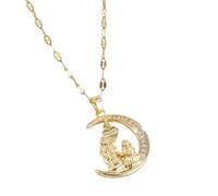 Hao Wu Xuan Elegante Luce di Lusso Luminoso Zircone Luna Amore Donna Ragazza Pendente Collana Versatile Squisito Fascino Gioielli Festa Regalo Festa