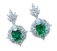 Hao Wu Xuan Europeo e Americano Splendidi Fiori Signore Orecchini intarsiato con zircone Verde retrò Luminoso Elegante Gioielli da Sposa da Sposa