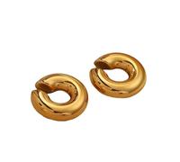 Hao Wu Xuan Extra Large Ear Cuff Texture Martellato Twist Clip Leggero su Orecchini per Le Donne in Acciaio Inox Falso Piercing Ear Clips 1pair