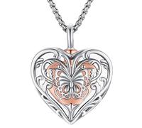 Hao Wu Xuan Fashion Butterfly Hollow Cremation Necklace Necklace per Le Ceneri dei Cari Pendente Ricordo Umano Dentro Mini Urna a Cuore