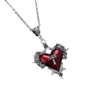 Hao Wu Xuan Gothic Thorn Cross Rose Big Heart Ciondolo Collana per Donna Uomo Vintage Trend Party Jewelry Gift