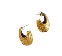 Hao Wu Xuan Hollow Embossed C Shape Hoop Orecchini Ipoallergenico in Acciaio Inox Gioielli Quotidiani da Donna