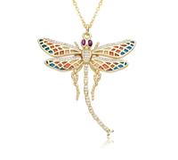 Hao Wu Xuan Libellula colorata Charms Collana animale di colore oro cubico per le donne Ciondolo a catena della clavicola Accessori per gioielli fai da te