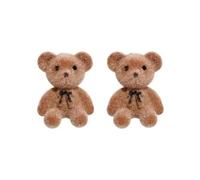 Hao Wu Xuan Moda Orso Orecchini per Le Donne Ragazze Carino Floccaggio Orecchio di Coniglio Borchie Corea Vintage Marrone Animale Argento Ago Orecchini Gioielli