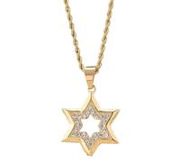 Hao Wu Xuan Moda Stella di David Pendente Bling Glaciale degli Uomini Collana Esagramma Ebraismo delle Donne Scudo di David Amuleto Gioielli