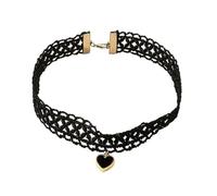 Hao Wu Xuan Moda Vintage Pizzo Nero A Forma di Cuore Perla Pendente Collana Donne Femminili Semplice Girocollo Signore Gioielli del Partito