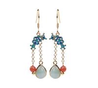 Hao Wu Xuan Naturale Un Giada Acqua Goccia Orecchini Donna Cloisonne Blu Orchidea Blu Smalto Luce di Lusso Nappa Orecchino Gioielli di Nozze