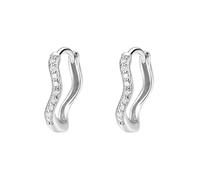 Hao Wu Xuan Orecchini a Cerchio a Onda Minima in Acciaio Inossidabile Orecchini a Forma di Piercing in Cristallo Huggie Piccolo Huggie Sottile 2023