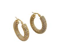 Hao Wu Xuan Orecchini a Maglia Geometrica di Colore Oro in Acciaio Inossidabile per Le Donne Ragazze Trend Hoop Ear Jewelry Gift