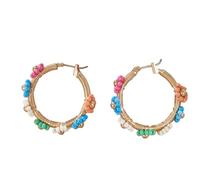 Hao Wu Xuan Orecchini di Fiori di Perline Colorate Dolci Bohémien alla Moda per la Festa di Vacanza delle Donne Accessori di Gioielli semplici e squisiti