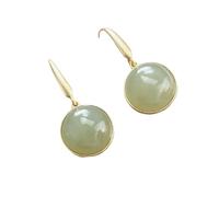 Hao Wu Xuan Orecchini di Perline Rotonde in Giada di Hetian Naturale Stile Cinese retrò Luce Nazionale di Lusso Elegante Gioielli in Argento da Donna Nobile