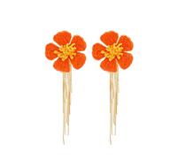 Hao Wu Xuan Orecchini Donna Bohémien Fiore Frange Intrecciato Orecchini Eleganti Boho Brincos Grandes