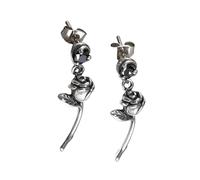Hao Wu Xuan Orecchini gotici a Goccia Rosa per Uomini Ragazzi, Orecchio in Acciaio Inox con zircone Nero, Rock Punk Cool Rap Gioielli Regali