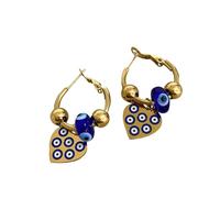 Hao Wu Xuan Orecchini Pendenti a Cuore con Occhio di Diavolo Turco in Acciaio Inossidabile per Le Donne Moda Orecchio Fibbia Gioielli Impermeabili