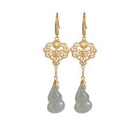 Hao Wu Xuan Originale Naturale Un Giada Orecchini per Le Donne di Alto Livello Antico mestiere in Oro Classico Ruyi Zucca Eardrop Regalo di Gioielli da Sposa