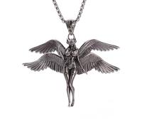 Hao Wu Xuan Personalità Delie Personaggio Mitico Lucifero Nero Alato Angelo Pendente Collana per Uomo Donna Vintage Gioielli Gotici