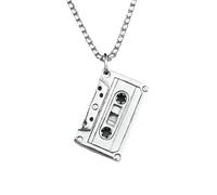 Hao Wu Xuan Retro Cassetta Nastro Collana in Acciaio Inox Uomini Pendente Catena Vintage Hip Hop Rap Musica di Lusso Festa per Amico Gioielli Regalo