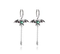 Hao Wu Xuan Retro Luce di Lusso Pipistrello Diavolo Verde Amore Nappa Orecchini per Le Donne Moda Hip-Hop Rock Vacanza Gioielli Regalo