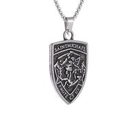 Hao Wu Xuan San Arcangelo Ciondolo in Acciaio Inox Angelo Scudo Collana Moda Uomo Vintage Goffrato Patronus Gioielli