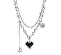 Hao Wu Xuan Senior Fashion Women Collane con Ciondolo a Cuore Collane a Catena da Collo a Doppio Collegamento Collana per Feste a Cuore 2023 Regalo di Gioielli