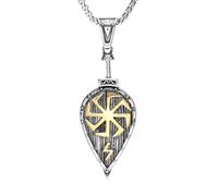 Hao Wu Xuan Simboli Scudo Uomini Collana in Acciaio Inox Nordic Mitologia Pendente Catena Punk Rock per Fidanzato Gioielli Maschili Miglior Regalo