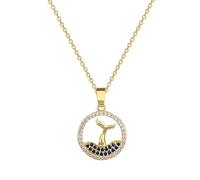 Hao Wu Xuan Splendida Collana con Ciondolo zircone a Coda di Sirena a Forma di Onda Circolare per Le Donne Regali Versatili per Gioielli a Catena in Acciaio Inossidabile