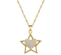 Hao Wu Xuan Splendida Stella a Cinque Punte Cuore intarsiato zircone Ciondolo Collana per Le Donne all-Match Catena in Acciaio Inox Amore Regalo