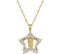 Hao Wu Xuan Splendida Stella a Cinque Punte Statua Sacra zircone Ciondolo Collana per Le Donne in Acciaio Inox Catena Gioielli Regali