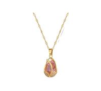 Hao Wu Xuan Splendido Fiore di Tulipano Scintillante zircone Rosa Ciondolo Moda Donna Oro Acciaio Inossidabile Catena di bambù Regalo per la Festa della Mamma