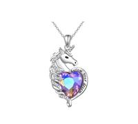 Hao Wu Xuan Squisita Collana A Ciondolo Unicorno Fantasia di Cristallo A Forma di Cuore Colorato per Le Donne Ragazza di Moda Principessa Compleanno Gioielli Regali
