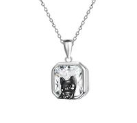 Hao Wu Xuan Squisita Collana con Ciondolo per Cani Neri con zircone Quadrato Lucido per Le Donne Gioielli per Cani Carini da Donna creativi Regali d'Amore romantici