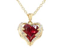 Hao Wu Xuan Squisita Collana di Ciondolo A Cuore con Zircone Rosso di Lusso da Donna Ali d'Angelo Moda Regali Creativi per Feste di Nozze