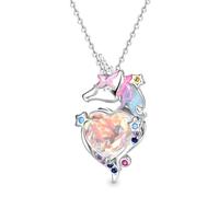 Hao Wu Xuan Squisita Collana Pendente di Cristallo Cuore Unicorno Colorato per Le Donne di Moda Signore Gioielli del Partito dei Cartoni Animati Collana Regali di Compleanno