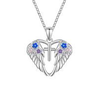Hao Wu Xuan Squisita Moda A Forma di Cuore Goccia di Olio Piccolo Fiore Angelo Ali Croce Pendente Collana per Le Donne Amante Gioielli Regalo